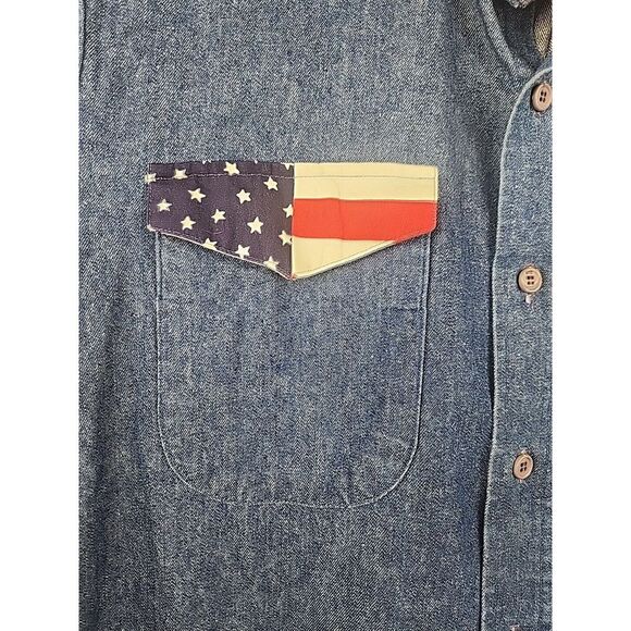 Mo Betta Mens‎ Button Shirt 16x35 Patriot US Flag Western Cowboy USA Vintage Y2k - Picture 9 of 12